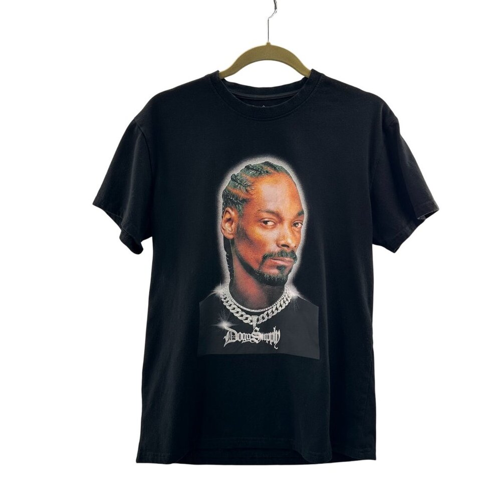 Snoop Dogg Graphic T-Shirt‎ Dogg Supply Black Short Sleeve S Portrait Rapper Tee